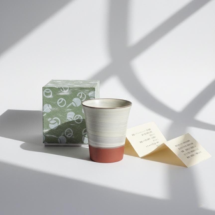 Japanese Teacup | Hechimon | Two-Tone Terracotta | Wabi Sabi | Brushed Glaze Tumbler