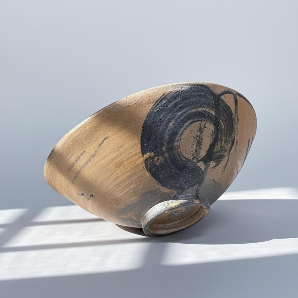 Japanese Golden Brown Shigaraki-ware Enso Brushed Bowl