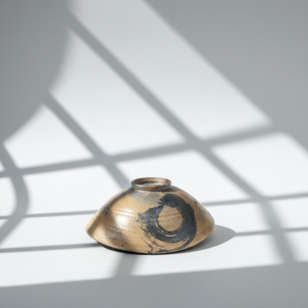 Japanese Golden Brown Shigaraki-ware Enso Brushed Bowl