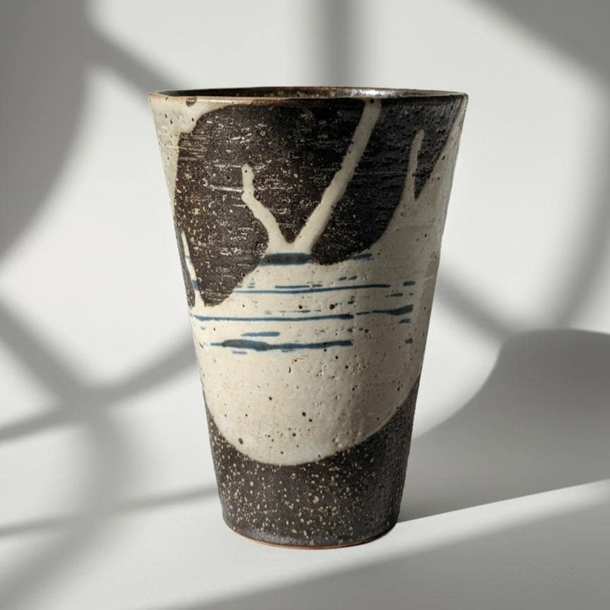 Japanese Shigaraki-ware Tidal Wave Tumbler Cup