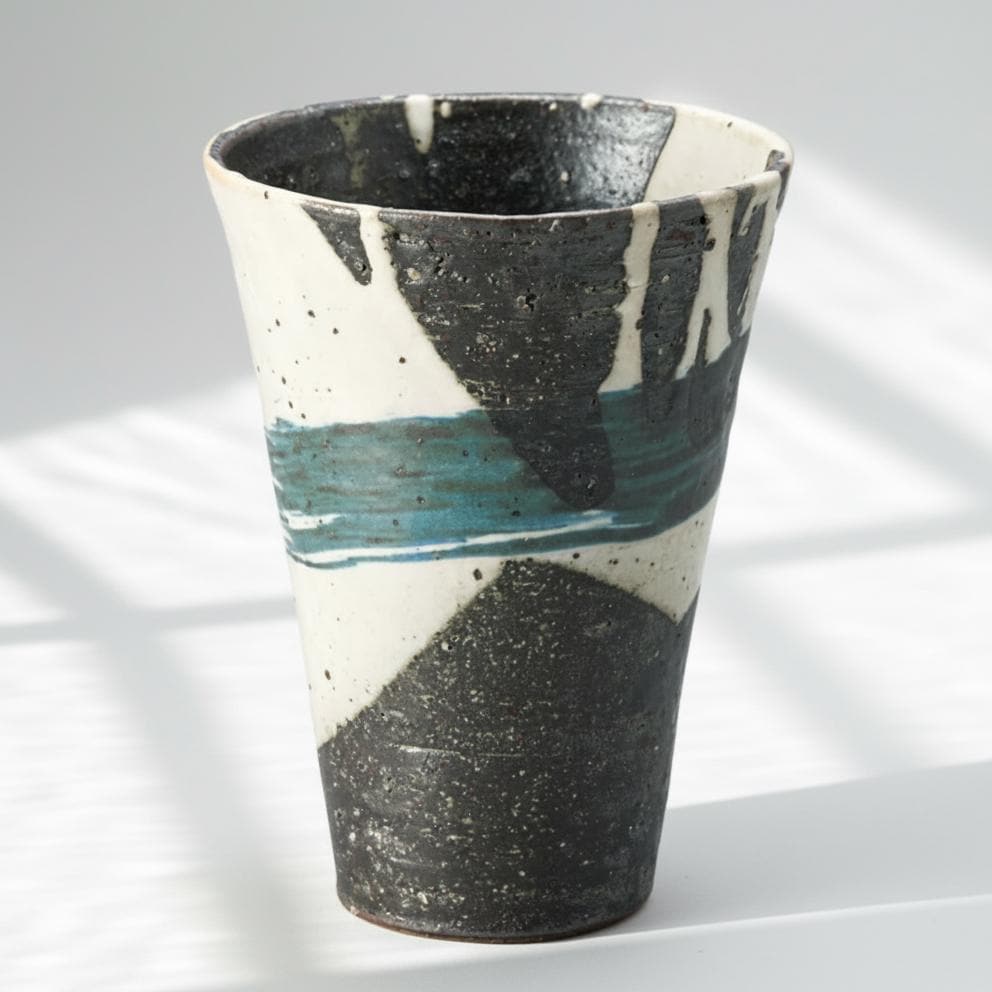 Japanese Shigaraki-ware Tidal Wave Tumbler Cup