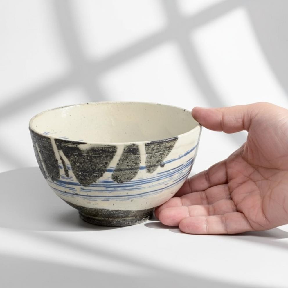 Japanese Shigaraki-ware Tidal Wave Bowl