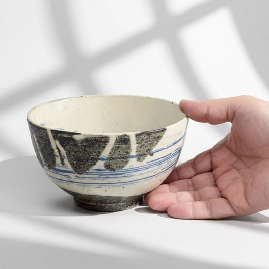 Japanese Shigaraki-ware Tidal Wave Bowl