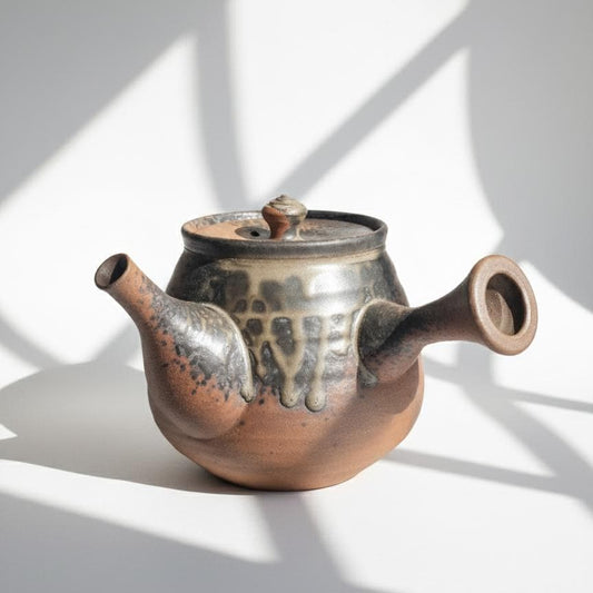 Vintage Japanese Bizen Ware Teapot | Wood-Fired Kyusu | Unglazed Stoneware | Traditional Pottery