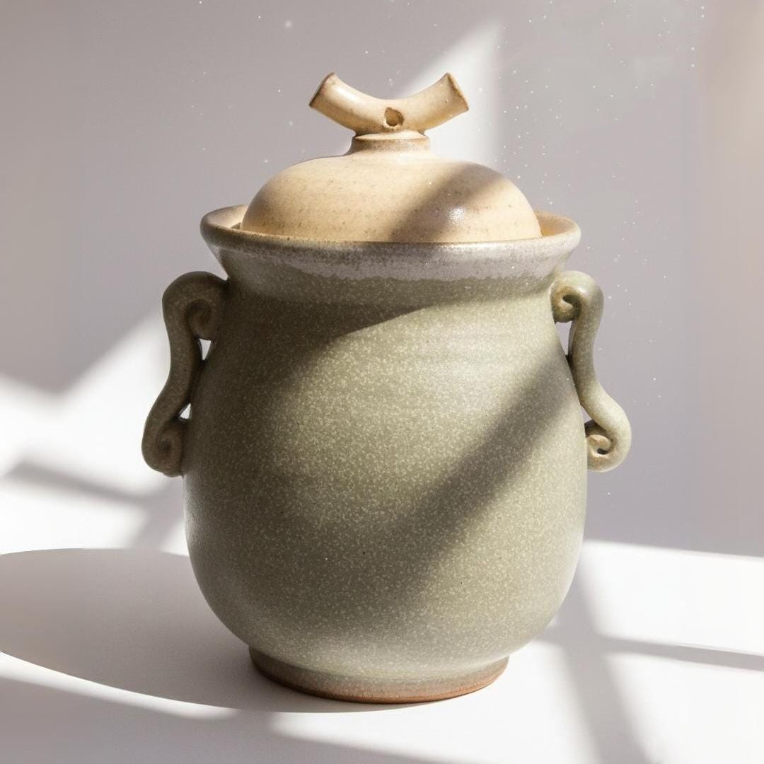 Handmade Japanese Kyusu Teapot Set, Celadon Stoneware Teapot with Cup