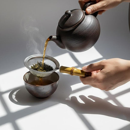 Bamboo Handle Tea Strainer Sifter, Fine Mesh Matcha Sieve, Stainless Steel Tea Filter, Japanese Style Loose Leaf Strainer