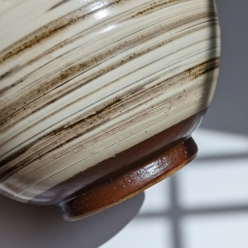 Handmade Shigaraki Hakeme Chawan, Japanese Pottery Rice Bowl