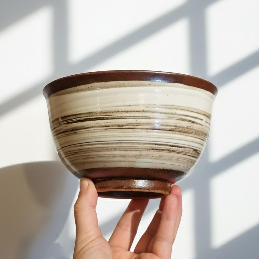 Handmade Shigaraki Hakeme Chawan, Japanese Pottery Rice Bowl