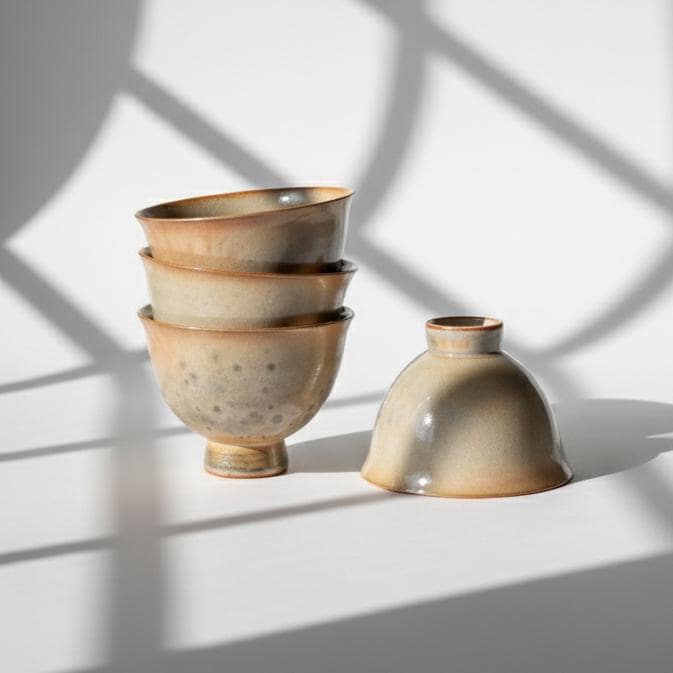 Orange Wood-Fired Porcelain Teacup | Natural Ash Glaze | Footed Cup | Anagama Kiln | One of a Kind