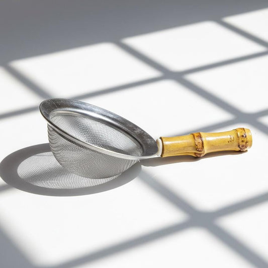 Bamboo Handle Tea Strainer Sifter, Fine Mesh Matcha Sieve, Stainless Steel Tea Filter, Japanese Style Loose Leaf Strainer