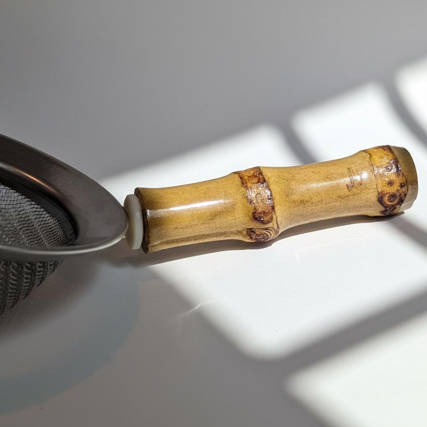 Bamboo Handle Tea Strainer Sifter, Fine Mesh Matcha Sieve, Stainless Steel Tea Filter, Japanese Style Loose Leaf Strainer