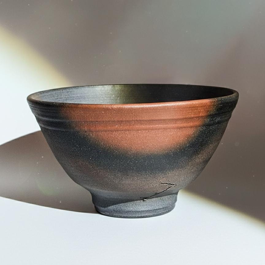 Handmade Bizen Ware Matcha Bowl, Japanese Tea Ceremony Chawan