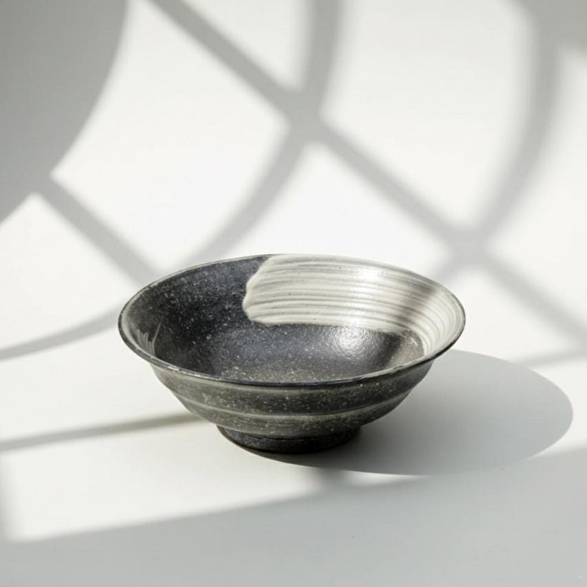 Japanese Enso Brushed Hechimon Shigaraki-ware Wabi Sabi Bowl