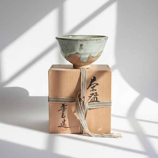 Vintage Tokoname-yaki Matcha Bowl by Toshiaki Yamashita II | Signed Japanese Chawan with Original Tomobako | 1980s Japanese Tea Ceremony Art