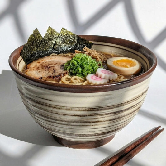 Handmade Shigaraki Hakeme Chawan, Japanese Pottery Rice Bowl